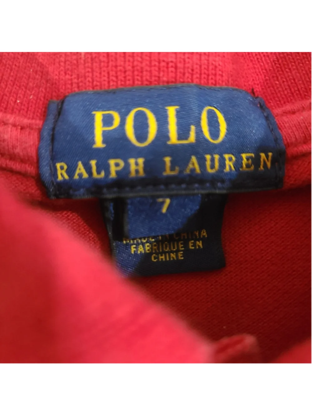 Polo Ralph Lauren Red Polo Short Sleeve Shirt Size Boys 7 Pique Cotton Navy Logo